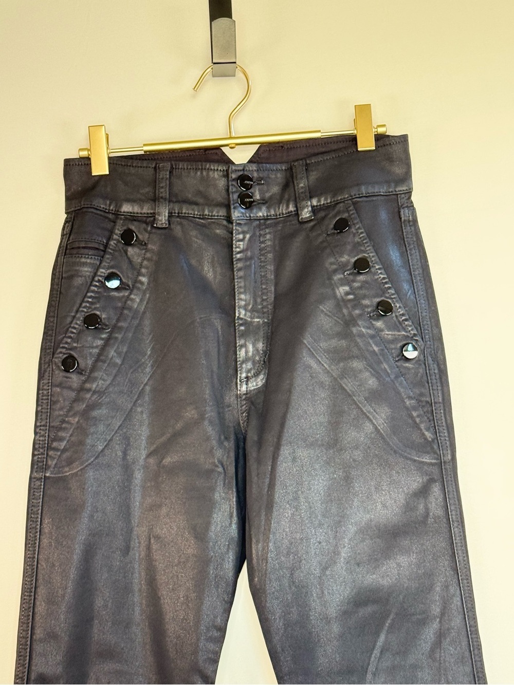 Joe's Jeans Georgia Coated Black Boot Cut Jeans 27 NWOT - Picture 9 of 12